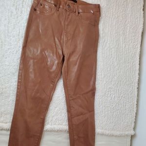 Mocha Caramel Brown coated jeans by Seven Brand